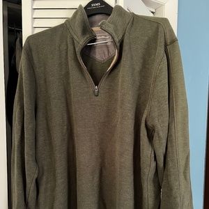 Eddie Bauer Mens 1/4 zip green sweater XL